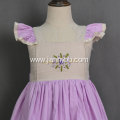 boutique purple cotton poplin embroidered baby girl dresses